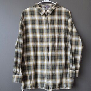 Vince Plaid Long Sleeve Button Down Shirt Women's Size‎ M Snap Button Casual EUC